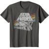imageStar Wars Millennium Falcon 77 Retro Diagonal Stripe Disney TShirtAsphalt Grey
