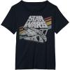imageStar Wars Millennium Falcon 77 Retro Diagonal Stripe Disney TShirtBlack