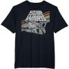 imageStar Wars Millennium Falcon 77 Retro Diagonal Stripe Disney TShirtBlack