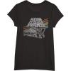 imageStar Wars Millennium Falcon 77 Retro Diagonal Stripe Disney TShirtBlack