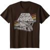 imageStar Wars Millennium Falcon 77 Retro Diagonal Stripe Disney TShirtBrown