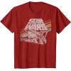 imageStar Wars Millennium Falcon 77 Retro Diagonal Stripe Disney TShirtCranberry Red