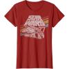 imageStar Wars Millennium Falcon 77 Retro Diagonal Stripe Disney TShirtCranberry Red