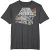 imageStar Wars Millennium Falcon 77 Retro Diagonal Stripe Disney TShirtDark Heather Grey