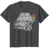 imageStar Wars Millennium Falcon 77 Retro Diagonal Stripe Disney TShirtDark Heather Grey