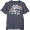 imageStar Wars Millennium Falcon 77 Retro Diagonal Stripe Disney TShirtHeather Blue