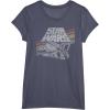 imageStar Wars Millennium Falcon 77 Retro Diagonal Stripe Disney TShirtHeather Blue