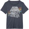 imageStar Wars Millennium Falcon 77 Retro Diagonal Stripe Disney TShirtHeather Blue