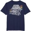 imageStar Wars Millennium Falcon 77 Retro Diagonal Stripe Disney TShirtNavy Blue
