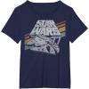 imageStar Wars Millennium Falcon 77 Retro Diagonal Stripe Disney TShirtNavy Blue