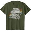 imageStar Wars Millennium Falcon 77 Retro Diagonal Stripe Disney TShirtOlive Green