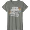 imageStar Wars Millennium Falcon 77 Retro Diagonal Stripe Disney TShirtOlive Heather