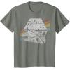 imageStar Wars Millennium Falcon 77 Retro Diagonal Stripe Disney TShirtOlive Heather