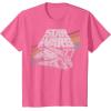 imageStar Wars Millennium Falcon 77 Retro Diagonal Stripe Disney TShirtPink Heather
