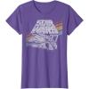 imageStar Wars Millennium Falcon 77 Retro Diagonal Stripe Disney TShirtPurple Heather