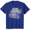 imageStar Wars Millennium Falcon 77 Retro Diagonal Stripe Disney TShirtRoyal Blue