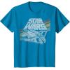 imageStar Wars Millennium Falcon 77 Retro Diagonal Stripe Disney TShirtSapphire Blue