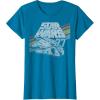 imageStar Wars Millennium Falcon 77 Retro Diagonal Stripe Disney TShirtSapphire Blue