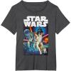 imageStar Wars Vintage Cast Poster Disney TShirtDark Heather Grey