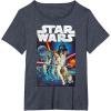 imageStar Wars Vintage Cast Poster Disney TShirtHeather Blue