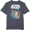 imageStar Wars Vintage Cast Poster Disney TShirtHeather Blue