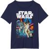 imageStar Wars Vintage Cast Poster Disney TShirtNavy Blue