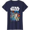 imageStar Wars Vintage Cast Poster Disney TShirtNavy Blue