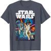 imageStar Wars Vintage Cast Poster Disney TShirtHeather Blue