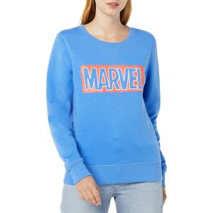 imageAmazon Essentials Disney  Marvel  Star Wars  Princess Womens Fleece Crew SweatshirtsMarvel Logo