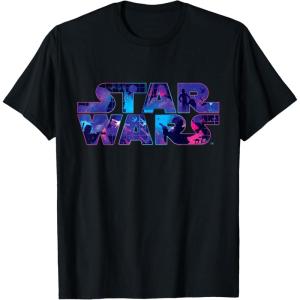 imageStar Wars Logo Retro 90s Galaxy TShirtBlack