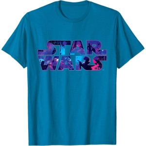 imageStar Wars Logo Retro 90s Galaxy TShirtSapphire Blue