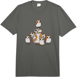imageStar Wars The Last Jedi Porgs With BB8 Vintage Portrait Comfort Colors Adult Heavyweight TshirtDark Grey