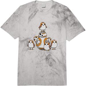 imageStar Wars The Last Jedi Porgs With BB8 Vintage Portrait Comfort Colors Adult Heavyweight TshirtGrey Tie Dye
