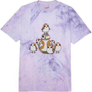 imageStar Wars The Last Jedi Porgs With BB8 Vintage Portrait Comfort Colors Adult Heavyweight TshirtPurple Tie Dye