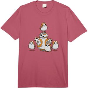 imageStar Wars The Last Jedi Porgs With BB8 Vintage Portrait Comfort Colors Adult Heavyweight TshirtRaspberry Red