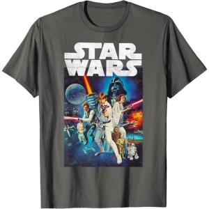 imageStar Wars Vintage Cast Poster Disney TShirtAsphalt Grey