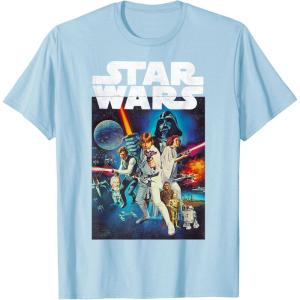 imageStar Wars Vintage Cast Poster Disney TShirtBaby Blue