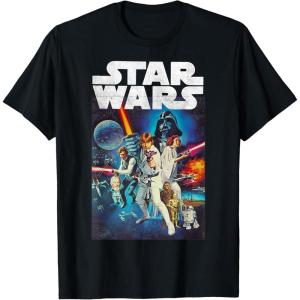 imageStar Wars Vintage Cast Poster Disney TShirtBlack