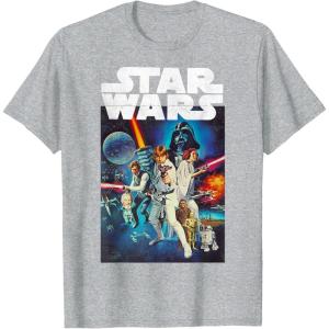 imageStar Wars Vintage Cast Poster Disney TShirtHeather Grey