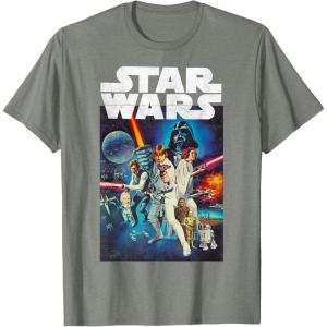 imageStar Wars Vintage Cast Poster Disney TShirtOlive Heather