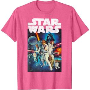imageStar Wars Vintage Cast Poster Disney TShirtPink Heather