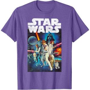 imageStar Wars Vintage Cast Poster Disney TShirtPurple Heather