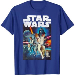 imageStar Wars Vintage Cast Poster Disney TShirtRoyal Blue