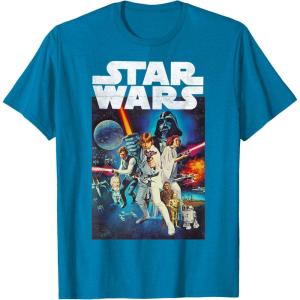 imageStar Wars Vintage Cast Poster Disney TShirtSapphire Blue