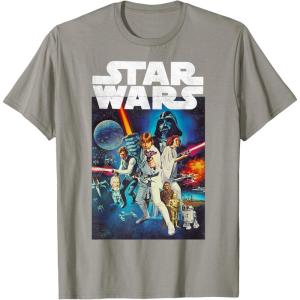 imageStar Wars Vintage Cast Poster Disney TShirtSlate Grey