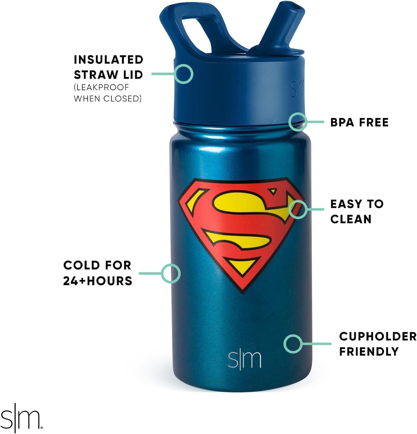 imageSimple Modern Kids Summit Water Bottle with Straw Lid  Star Wars R2D2 14oz Stainless Steel Cup Insulated Tumbler for Toddlers Boys School  R2D2DC Comics Superman