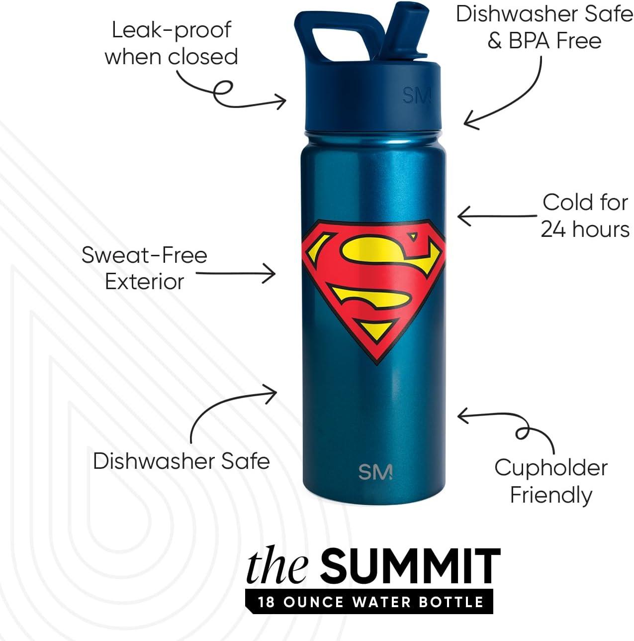 imageSimple Modern Kids Summit Water Bottle with Straw Lid  Star Wars R2D2 14oz Stainless Steel Cup Insulated Tumbler for Toddlers Boys School  R2D2DC Comics Superman