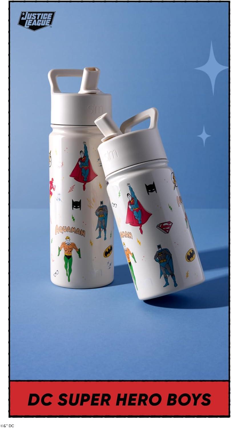 imageSimple Modern Kids Summit Water Bottle with Straw Lid  Star Wars R2D2 14oz Stainless Steel Cup Insulated Tumbler for Toddlers Boys School  R2D2DC Comics Super Hero Boys