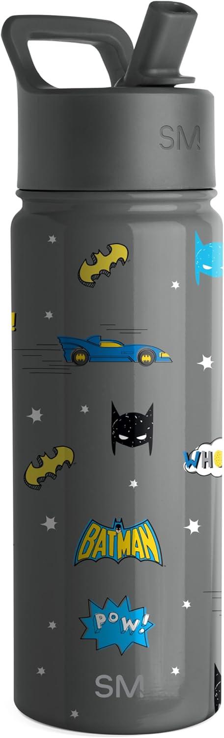 imageSimple Modern Kids Summit Water Bottle with Straw Lid  Star Wars R2D2 14oz Stainless Steel Cup Insulated Tumbler for Toddlers Boys School  R2D2DC Comics Batman POW