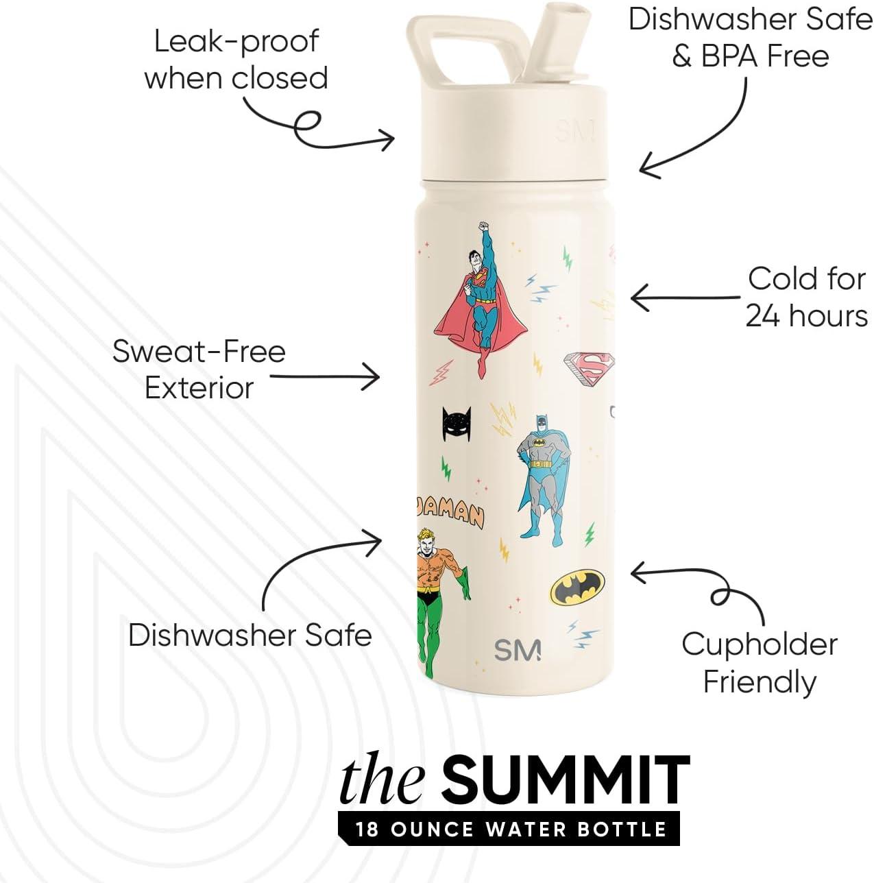 imageSimple Modern Kids Summit Water Bottle with Straw Lid  Star Wars R2D2 14oz Stainless Steel Cup Insulated Tumbler for Toddlers Boys School  R2D2DC Comics Super Hero Boys